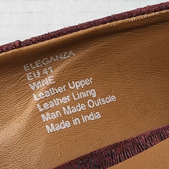 ENJOIYA Eleganza Maroon Block Heel Pointed Toe Pumps Heels Career Office Shoes - Picture 6 of 10